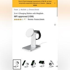 OtterBox MagSafe Charging Station in Silver and Black